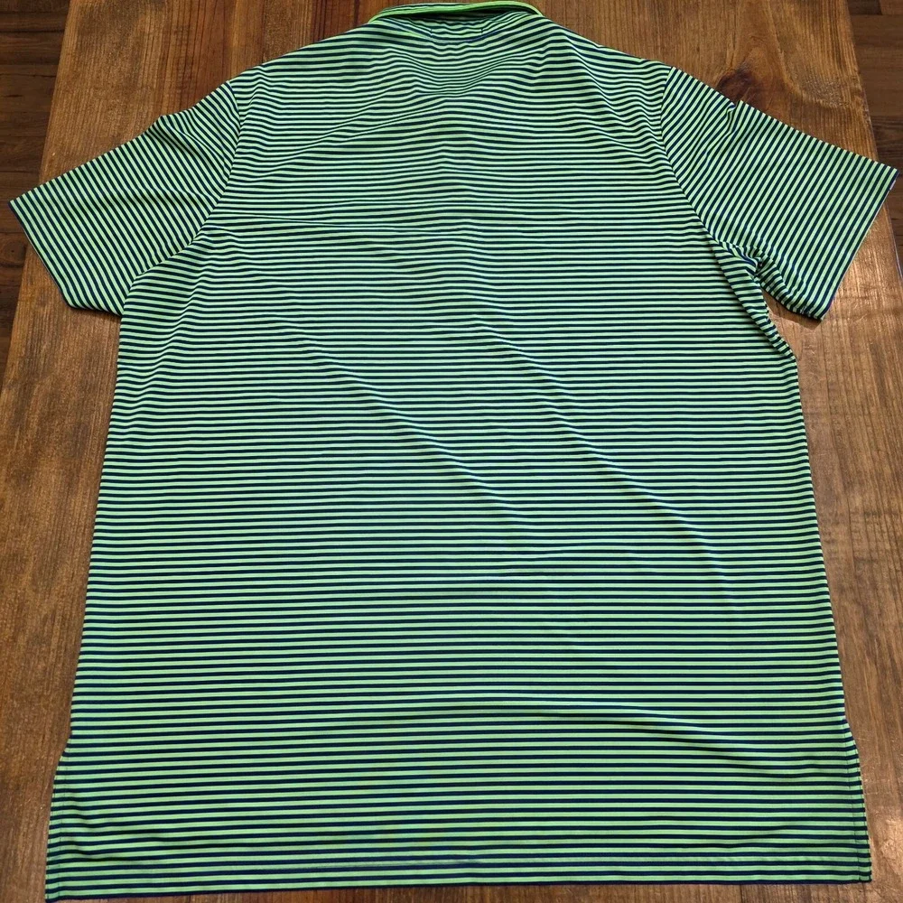 RLX Ralph Lauren Golf Bright Green Blue Stripe Polo Shirt - The Phoenician - XL